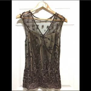 Bead sequin embroidered top